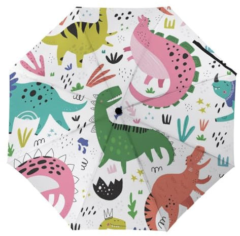 YBQLNP Kompakter Reise Regenschirm Farbe Dinosaurier Taschenschirm Automatisch Auf Und Zu Faltbarer Sonnenschirm