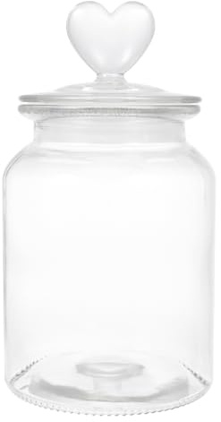 Besportble Glass Honey Jar with Lid 7.68In Airtight Storage Container for Honey Candy Snacks and Dried Fruits Transparent Heart-Shaped Canister for Kitchen Pantry