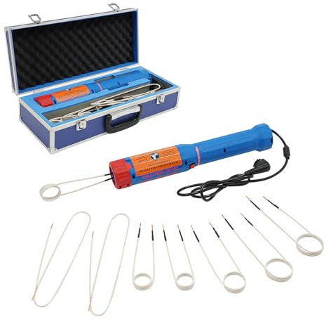 Kit di riscaldamento magnetico a induzione, 1100 W, 220 V, riscaldamento a induzione senza fiamma, 800 °C, con 2 fili di rame morbido e 6 spirali di riscaldamento