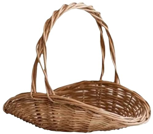 WJnflQN Floral Basket | Wicker Rattan Basket with Handle,Home Decor Storage Organizer, Kitchen Accessories for Fruit Vegetable Organization, Floral Arrangements
