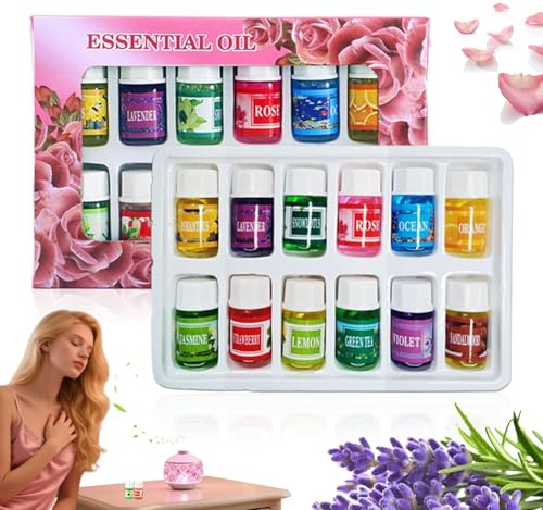 Oli per Diffusore | Set di 12 Essenze Profumate Casa,Oli Naturali Rilassanti e Calmanti Effetto Duraturo da 3ml per Deodoranti Ambientali, Umidificatore, Auto, Sonno e Creazione di Candele