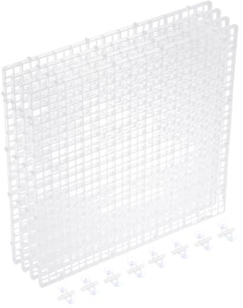 sourcing map 4Pcs Aquarium Fish Tank Divider, 12x12 Inch Plastic Egg Crate Light Diffuser Grid Filter Bottom Partition Separator with Sucker Clips and Suction Cups for Aquarium, Clear
