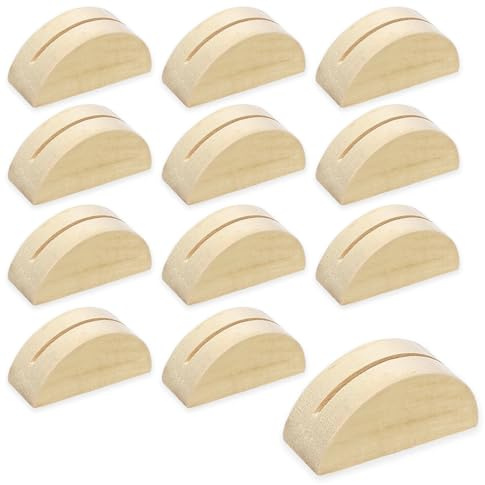 Table Number Stands, 12 Pcs Wooden Place Card Photo Holders Table Number Card Name Holders Semicircular Design for Photo Wedding