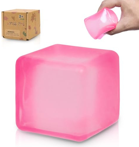 Graphinza Squishy Cubes Quetschspielzeug – 5 cm große Quetschwürfel, Eiswürfel-Fidget-Toy, sensorisches Fidget-Toy, Stresswürfel zur Linderung von Angstzuständen für Kinder und Erwachsene (Pink)