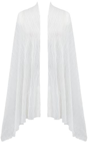 Aupuls Spitzen Stola Damen für Festlich Abendkleid Weiß Schal Damen Winter Schals Tücher C081 White