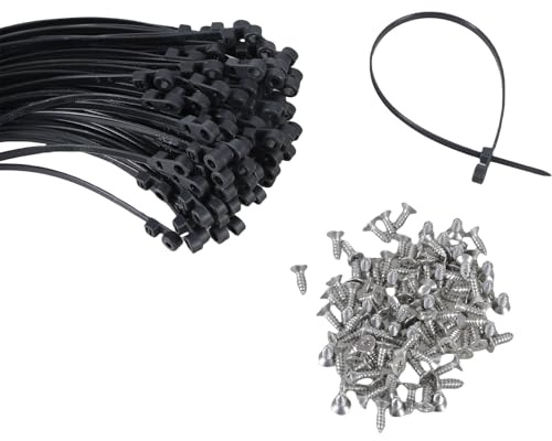 Bridas de nailon negro de 12 pulgadas resistentes con montaje de tornillo, fácil de usar para aplicaciones automotrices y de vallas, cable negro