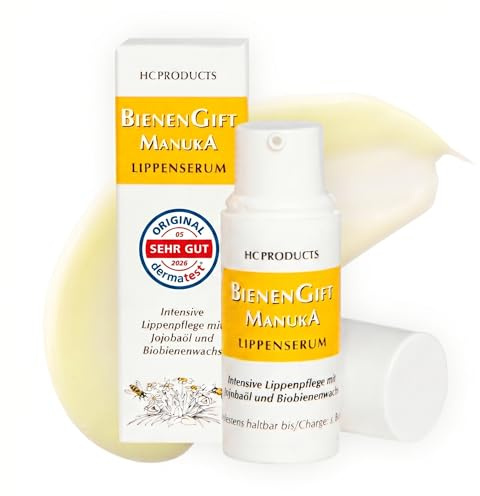 Bienengift Lippenserum Anti-Aging mit echtem Bienengift, Manuka Honig & Bio-Bienenwachs | hochdosiertes Slow-Aging Serum | bei Lippenfältchen & reifer Haut – 100% Imkerqualität aus Deutschland