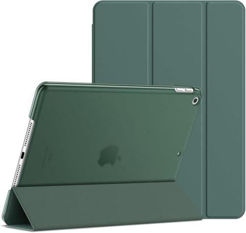 TXWLLIU Hülle für iPad 10,2 Zoll 9./8./7. Generation 2021/2020/2019, Dreifach Gefaltete Schutzhülle, Schlanke Durchscheinende Mattierte Rückseite Schutzhülle mit Auto Wake/Sleep, Mitternachtsgrün