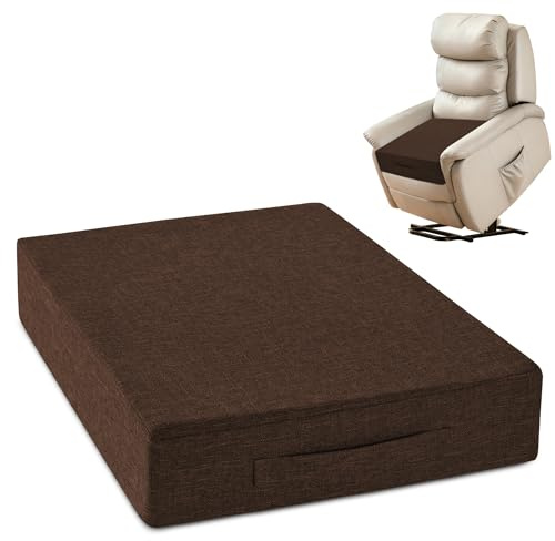 MineCozy Recliner Cushions for Elderly 20x20x4 Inch Thick Large Recliner Seat Cushion with a Handle Square Non Slip Chair Pads with Washable Cover for Couch Armchair Chairs Brown