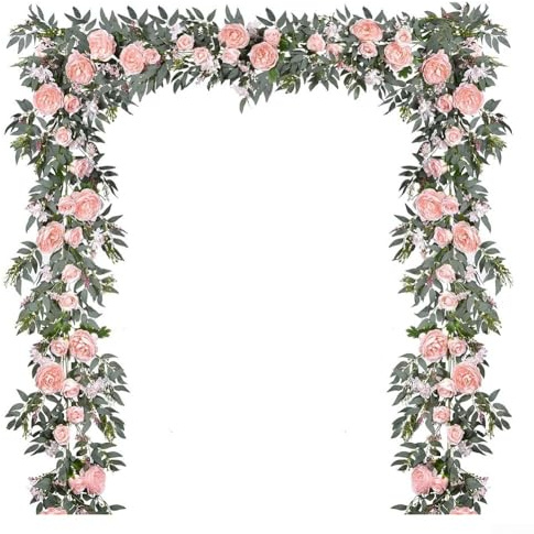 Künstliche Pfingstrosen-Girlande, 1,8 m, Seidenblumen-Dekorationen, gemischte Blumen für Hochzeit, Party, Zuhause, Kaminsims, Treppenhaus, Wand, Display, flexibel, leicht, Blumenarrangement