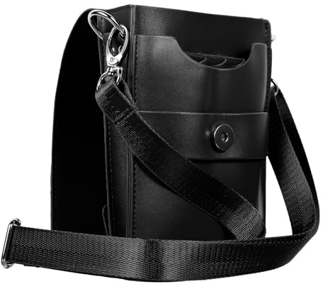 Borsa a Cintura per Parrucchiere in Pelle di Mucca Nera | Capienza Ampia, Cintura Regolabile, Uso Salon e Barber, Cuciture Lisce e Uniformi