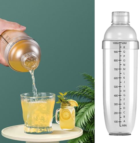 Emoshayoga Transparent Cocktailshaker Spillsäker med Våg för Hemmabar, Multifunktionell Drinkmixer Shaker för Te