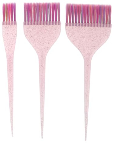 IDEANATEGRATE Set de 3 Brosses Applicatrices pour Coloration et Balayage Cheveux avec Manche Queue Fine, Outil Professionnel pour Salon et Usage Domestique