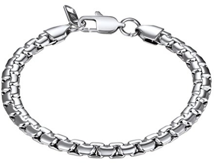 PROSTEEL Pulsera Hombre Plata Veneciana Plana Acero Inoxidable Plateado Pulseras Eslabones Cadenas Venecianas Planas 6mm Ancho Joyas Hombres Mujeres 20cm