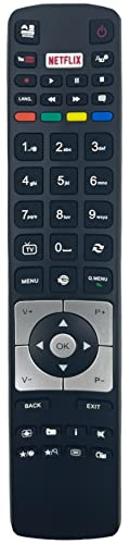 Remote Control for Telefunken, Hitachi, Digihome, Techwood, Linsar, Bush LCD LED 3D HD Smart TVs - Features Netflix Button - Models RC5118 and RC5118F - Streamlined Replacement for Total Control