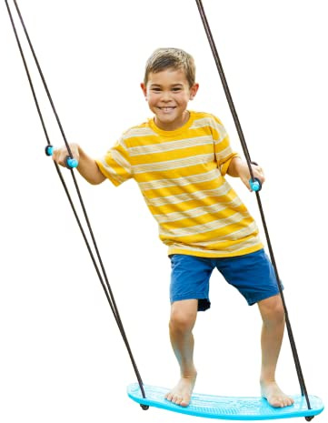 Swurfer Kick Stand Up Tree Swing, Outdoor Swingset for Kids with Adjustable Handles, Outdoor Play Equipment, Weatherproof, Easy Installation, 200 lbs, Ages 6+, Blue