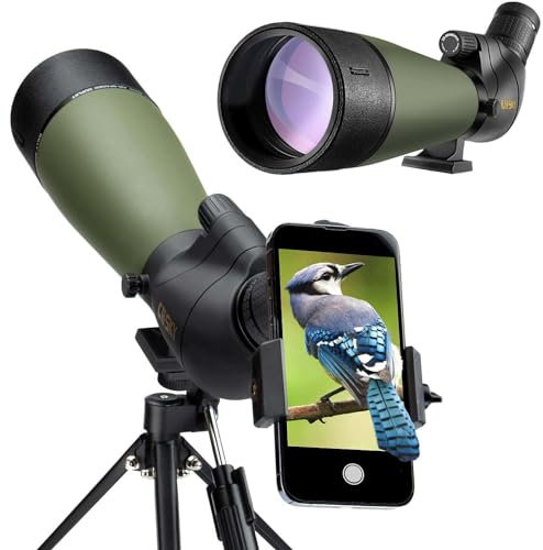 Gosky Updated Newest Spotting Scope - BAK4 Angled Scope for Target Shooting Hunting Bird Watching Wildlife Scenery (Camere adapter compatible)