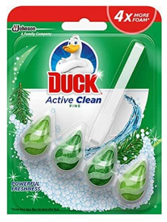 Duck Active Clean Toilettenrandblock, schäumender Toilettenschüsselreiniger, langanhaltender Duft, Kiefer, 8er Pack (8 x 38,6 g)