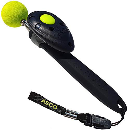 ASCO ClickStick - Target Stick mit abnehmbarem Premium Clicker - Target Stab für Hunde Katzen Clickertraining - Targetstick ausziehbar mit extra Klicker - Targetstab für Target-Training, schwarz