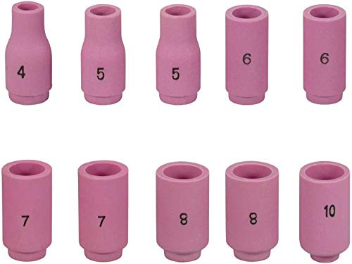 RIVERWELD TIG Keramik-Düsen-Set 4# 5# 6# 7# 8# 10# 13N Serie 10 Stück | Aluminiumoxiddüsen 13N08 13N09 13N10 13N11 13N12 13N13 für PTA DB SR WP 9 17 18 20 25 26 WIG-Schweißbrenner