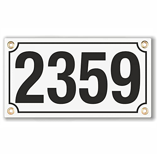 Hausnummerschild Hausnummer - 12x22 cm - Keramik Emaille - Wetterfest - Personalisiert - Emailschild (Weiß)