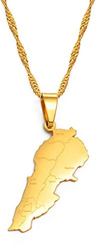 LIUZIXI Liban Carte Pendentif Collier - Charme Ethnique Liban Villes Nom Pays Carte Collier - pour Hommes Femmes Hip Hop Cartes Pendentif Bijoux Cadeau d'anniversaire