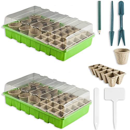 astor24 XXL Premium Set 134 TLG Zimmer-Gewächshaus mit 20 Pflanzenschildern - 20 Pflanzenmarker - 2 x Treibhaus 36 x 22cm Pflanzentöpfe mit viel Zubehör und 120 Anzucht Töpfe