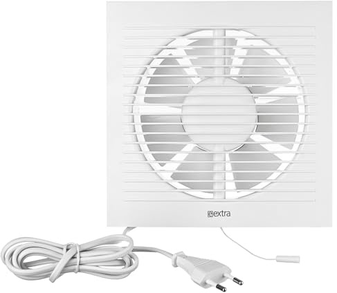 Steinberg14 Badlüfter Ø 150mm Weiß mit Zugschnur und Stecker - Abluftventilator Ventilator Lüfter Badezimmer Toilette