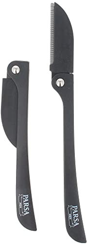 PARSA Men Haar- und Bartmesser, 2er Set klappbarer Rasierer aus japanischem Edelstahl, Rasiermesser zum trimmen des Bartes – Barbier Messer