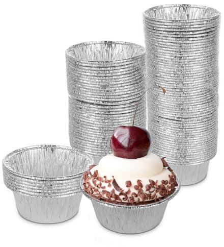 STARVAST 200 Stück Eierkuchenform Egg Tart Form Einweg Aluminiumfolie Tassen Rund, Egg Tart Dosen Form Einweg Egg Tart Mold Aluminium Muffinformen Cupcake Förmchen für Kuchen, Gebäck, Pudding - 150ML