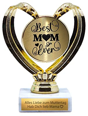 eberin · Muttertag Pokal · Geschenk für Mama ·Herz für Mami · Mütter Auszeichnung · Mutti Ehrenpreis · Herz mit Wunschgravur in 5 Farben erhätlich