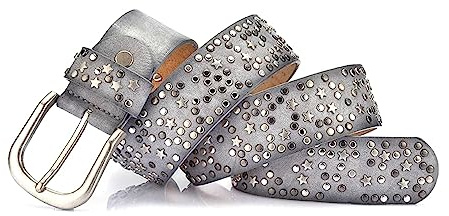NIUXICH Damen Nietengürtel Pailletten Metallschnalle Breite Gürtel Metallstern Nietengürtel Kleidung Dekorativer Gürtel