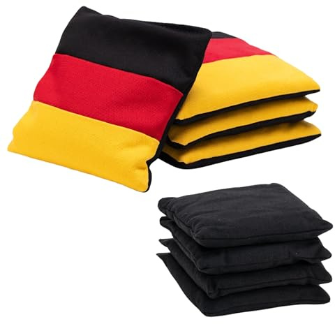 Wicked Wood Games Premium Cornhole Bags – Lot de 2 x 4 sacs – Drapeau allemand – Bags officiels – Remplissage de granulés – Haute qualité – Partenaire officiel de l'ACL