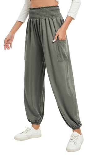 Famulily Damen Yoga-Sweatpants mit Taschen Casual hohe Taille Sport Haremshose Comfy Lounge Pants S-XXL