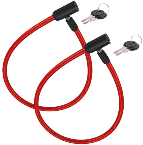 Fahrradschloss 2 Stuck verstarkt Kabel 60 cm Hochleistungsstahl mit Key Lock System Erweiterte Sicherheit Langlebig und einfach zu bedienen Effektiver Diebstahlschutz (Rot)