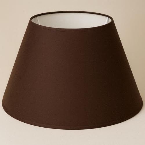 45 cm Lampenschirm, Baumwollstoff mit weißer PVC-Rückseite, handgefertigtes Produkt, für Tischlampe, Stehlampe (Braun)