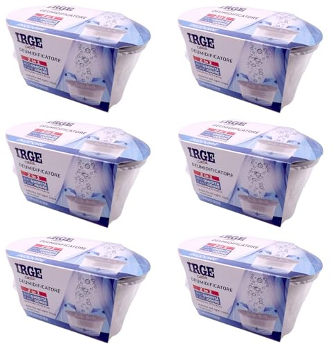 SET 6 vaschette 400 ml assorbi umidità anti odore deumidificatore sali per bagno cucina camper caravan roulotte ripostiglio dispensa armadio - INODORE