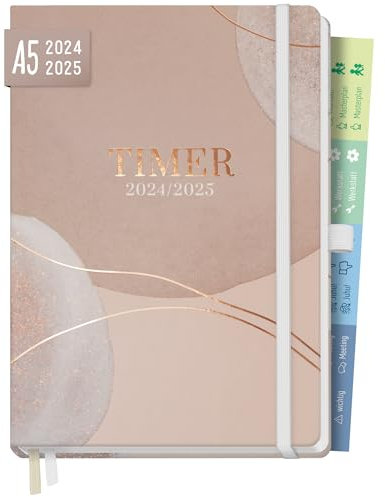 Häfft® Chäff-Timer Premium Kalender 2024/2025 A5 Soft Beige Buchkalender, Terminplaner, Terminkalender, Wochenplaner, Wochenkalender 18 Monate: Juli 24 bis Dez 25 - nachhaltig & klimafreundlich