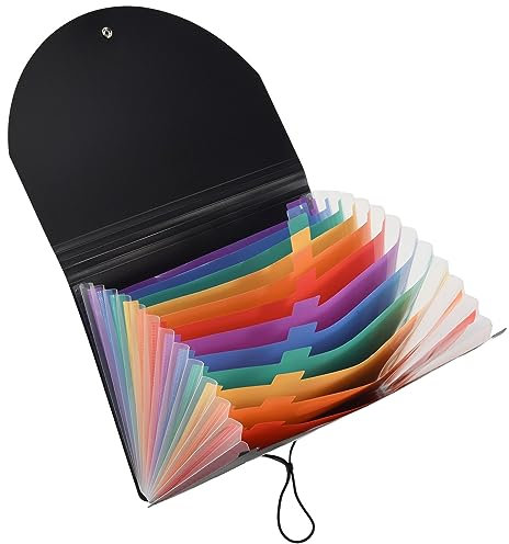 Wlauqueta Orgeltasche mit Klappe mit Seil zum Aufhängen, 13 mit Netztasche und farbigem Etikett, 13 Organizer für monatliche Rechnungen, Format A4