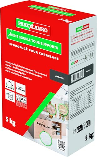 PAREXLANKO - Joint Souple tous Supports - Ardoise - Joints de Carrelage de 2 à 15 mm Soumis à de Fortes Sollicitations - Neuf et Rénovation - Sol et Mur - Intérieur et Extérieur - 5 kg | Joints de Carrelage de 2 à 15 mm Soumis à de Fortes Sollicitations - Neuf et Rénovation - Sol et Mur - Intérieur et Extérieur