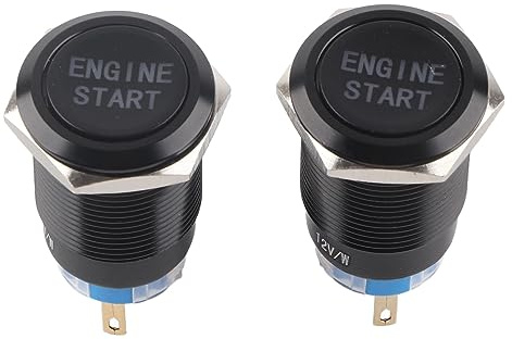 Interruptor de Arranque con Botón Pulsador, Arranque de Motor de | Automóvil a Prueba de Agua de 12 V, Interruptor de Botón de Arranque,(Carcasa de aleación de aluminio y zinc negro.)