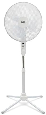 Ventilateur sur Pied Silencieux 40 W Blanc avec Pales Bleues | Ventilateur Oscillant Ø40 cm | 3 Vitesses | Hauteur Réglable | Faible Consommation
