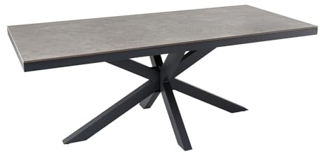 Riess Ambiente Esstisch Galaxie 160cm - hellgrau anthrazit - Keramik | Wetterfest, für ca. 6 Personen geeignet, auch für Indoor geeignet, gemütlicher Look, sicherer Stand, Aluminiumgestell