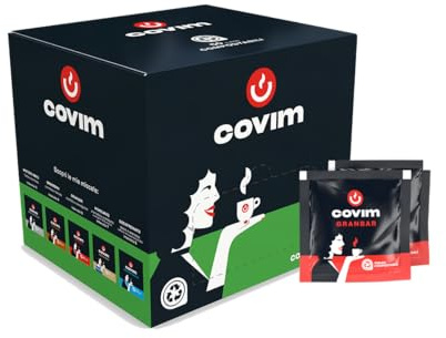 Covim Caffè - Cialde di Caffè Granbar, 200 Compostabili Monodose (4x50pz), Intensità 8, Compatibili Ese 44mm, Espresso Intenso con Note di Miele e Cereali
