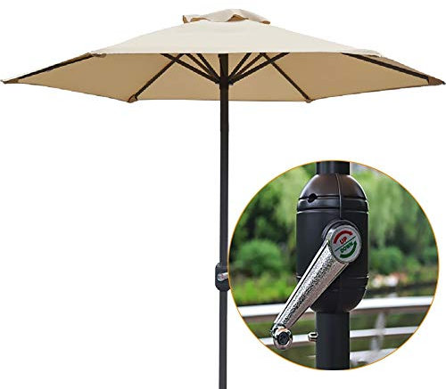 ASumPio Parasol D'Extérieur Avec Manivelle, Parasols De Plage Beiges Imperméables, Pour Terrasse, Jardin, Pelouse, 2 M