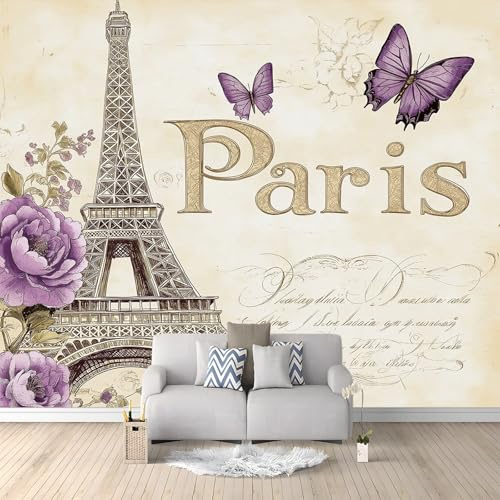 Générique Papier Peint Mural Chambre Paris Tour Eiffel 300x210 cm Poster Geant Mural 3D Tableaux Muraux Tapisserie Photo, Salon Chambre d'enfants Mur de Fond Papier Peint Panoramique