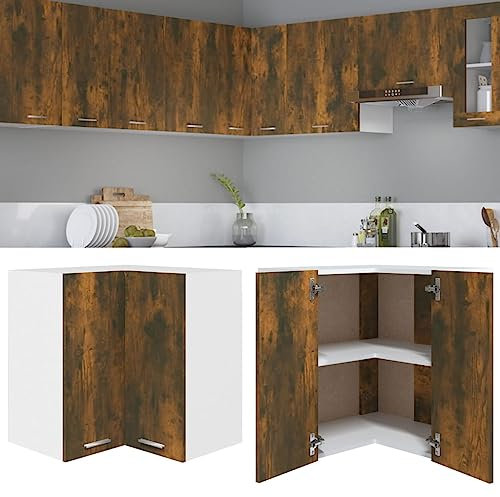 Hommdiy Eck-Hängeschrank Räuchereiche 57x57x60 cm Holzwerkstoff