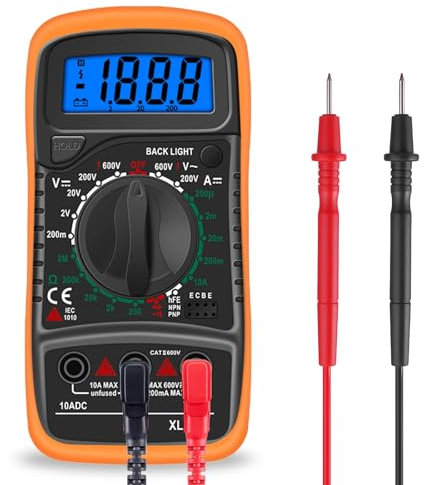 Digitales Multimeter, AC/DC-Amperemeter mit LCD-Hintergrundbeleuchtung, Voltmeter, Ohm-Spannungstester, HFE-Triodensummer, 3 in 1 Multimeter, Batterie nicht im Lieferumfang enthalten