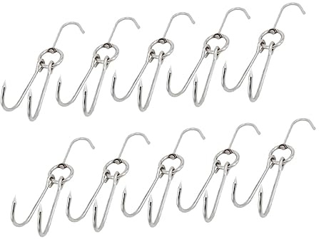 BRIGHTFUFU 10 Pcs Meat Hanging Hooks Stainless Steel s Hooks Grilling Tools BBQ Accessories Bacon Ham Hooks Wear-Resistant for Smoker