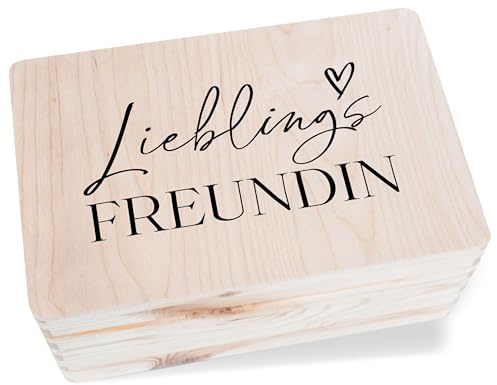 Holzkiste Erinnerungsbox - Lieblingsfreundin | Geburtstagsgeschenk für Beste Freundin Box | Geschenk Box für Freundin | Beste Freundin Geschenke Box Weihnachten - 30x20x14 cm - Holz - sammelbox